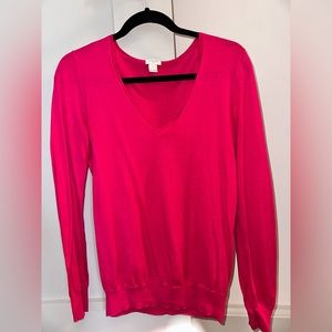 J. Crew Hot Pink V-neck Sweater